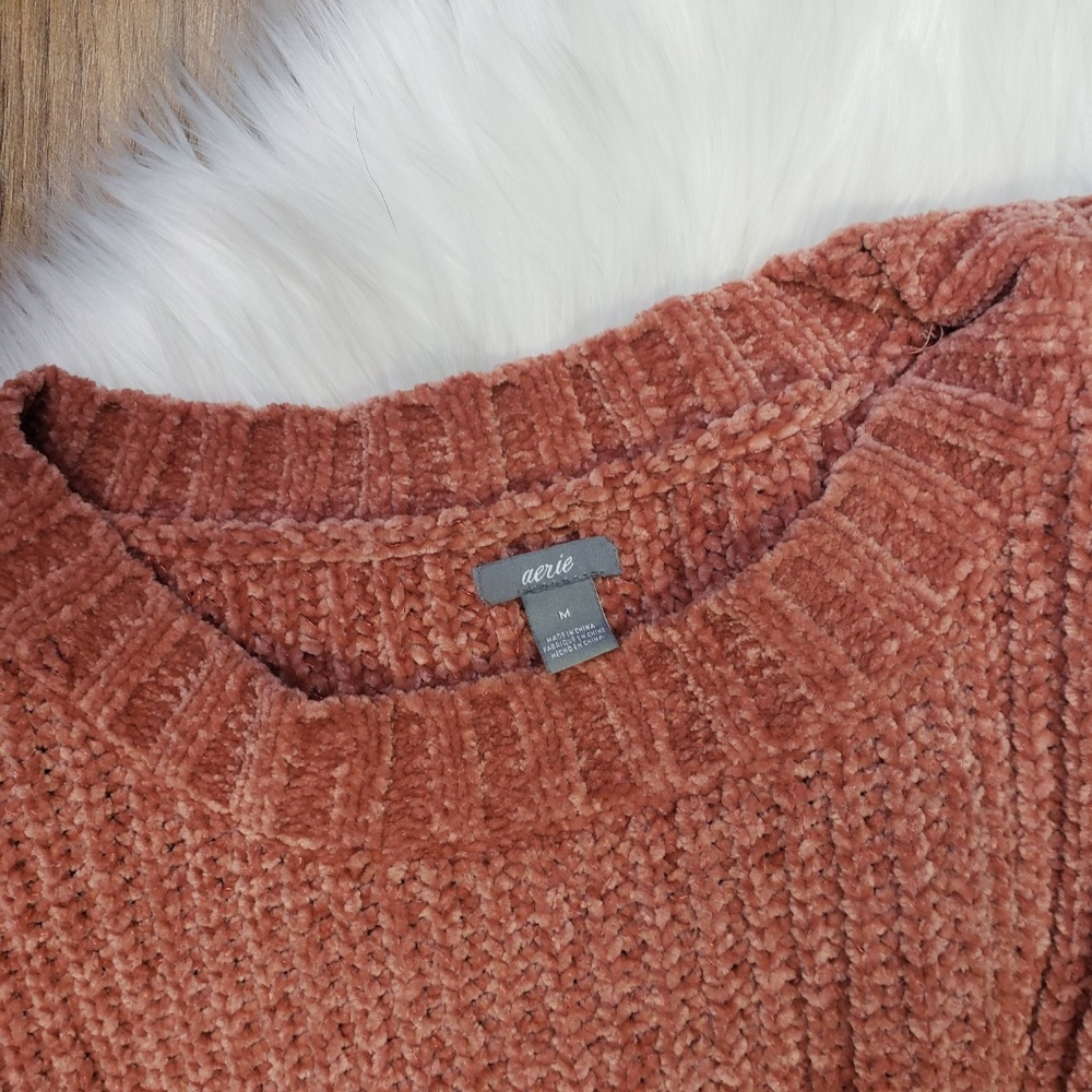 aerie Chunky Knit Crop Chenille Sweater - Picture 3 of 4
